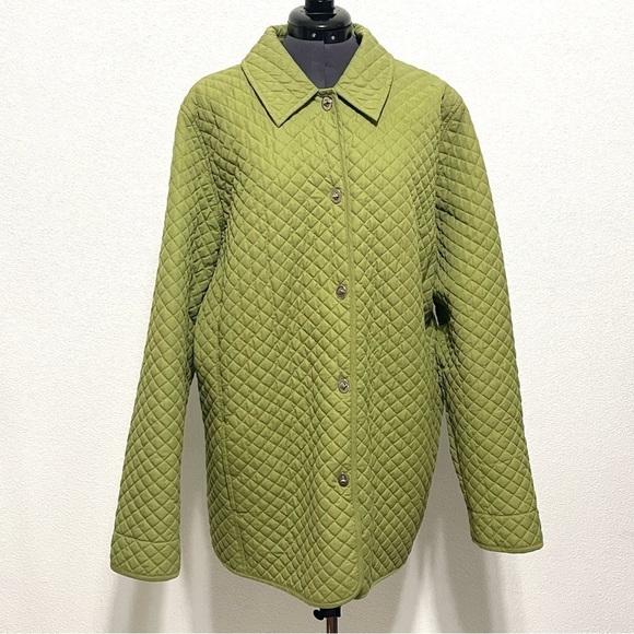 Valerie Stevens Woman Green Quilted Jacket Size 1X - Picture 1 of 12